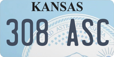 KS license plate 308ASC