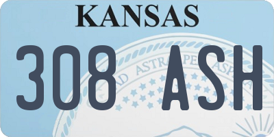 KS license plate 308ASH
