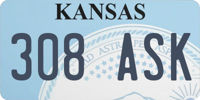 KS license plate 308ASK