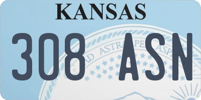 KS license plate 308ASN