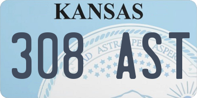 KS license plate 308AST