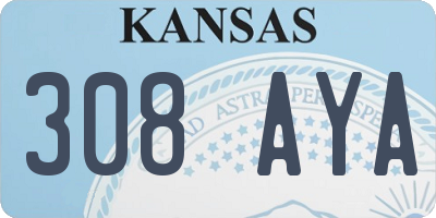 KS license plate 308AYA