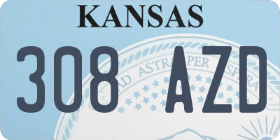 KS license plate 308AZD