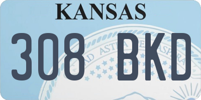 KS license plate 308BKD