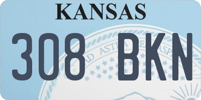 KS license plate 308BKN