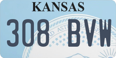 KS license plate 308BVW