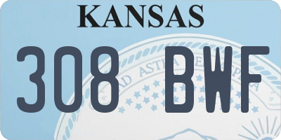 KS license plate 308BWF