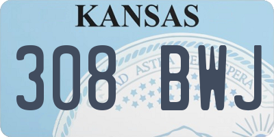 KS license plate 308BWJ