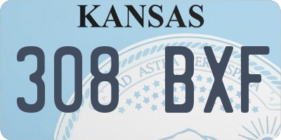 KS license plate 308BXF