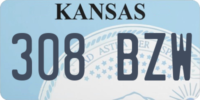 KS license plate 308BZW