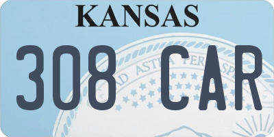 KS license plate 308CAR