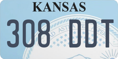 KS license plate 308DDT