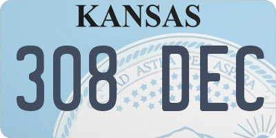 KS license plate 308DEC