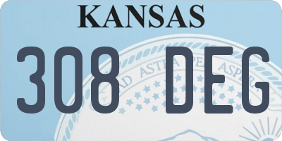 KS license plate 308DEG