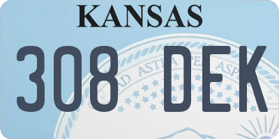 KS license plate 308DEK