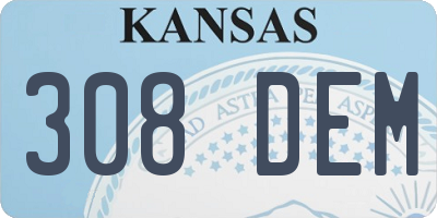 KS license plate 308DEM