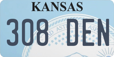 KS license plate 308DEN