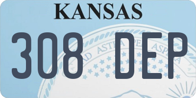 KS license plate 308DEP