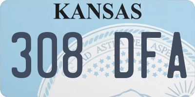 KS license plate 308DFA