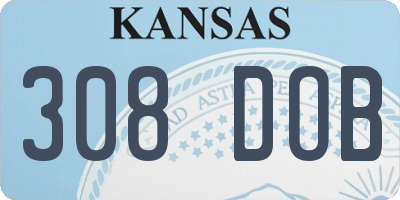 KS license plate 308DOB