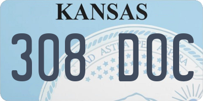KS license plate 308DOC