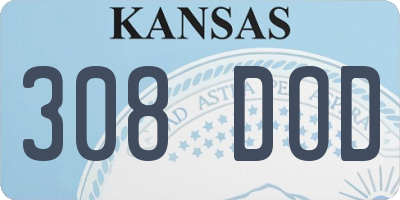KS license plate 308DOD