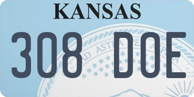 KS license plate 308DOE