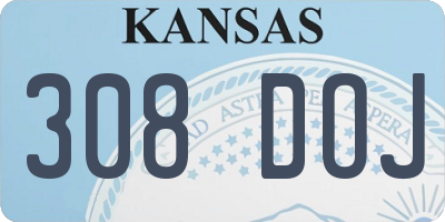 KS license plate 308DOJ