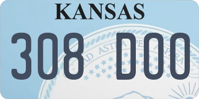 KS license plate 308DOO