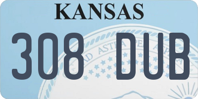 KS license plate 308DUB