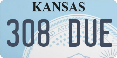 KS license plate 308DUE