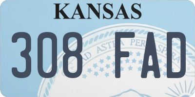 KS license plate 308FAD