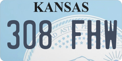 KS license plate 308FHW