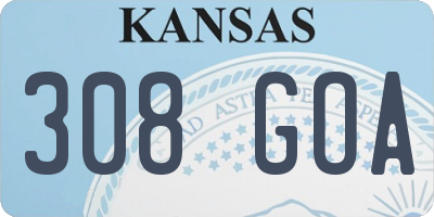 KS license plate 308GOA
