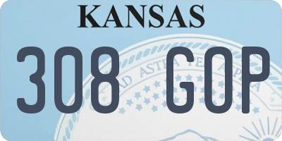 KS license plate 308GOP