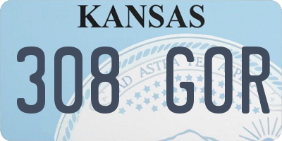 KS license plate 308GOR