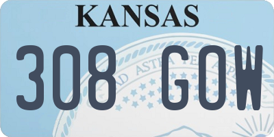 KS license plate 308GOW