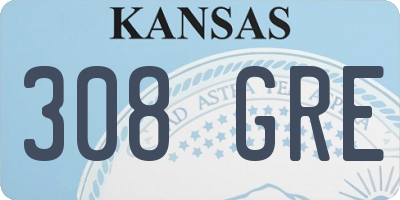 KS license plate 308GRE