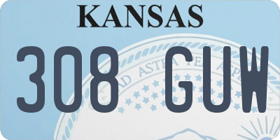KS license plate 308GUW