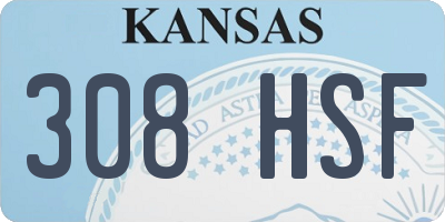 KS license plate 308HSF