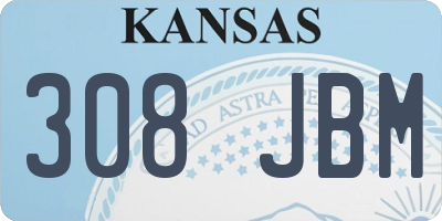 KS license plate 308JBM