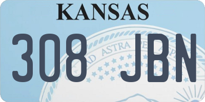 KS license plate 308JBN