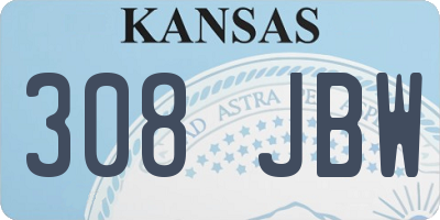 KS license plate 308JBW