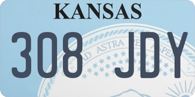 KS license plate 308JDY