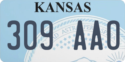 KS license plate 309AAO
