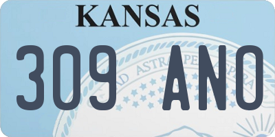 KS license plate 309ANO