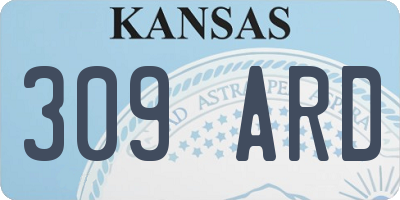 KS license plate 309ARD