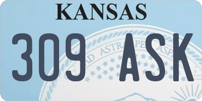 KS license plate 309ASK