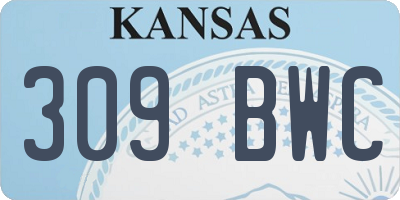KS license plate 309BWC