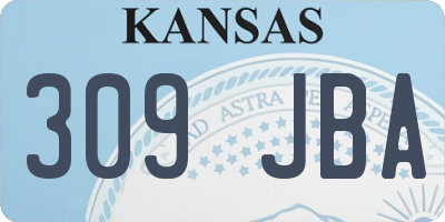 KS license plate 309JBA